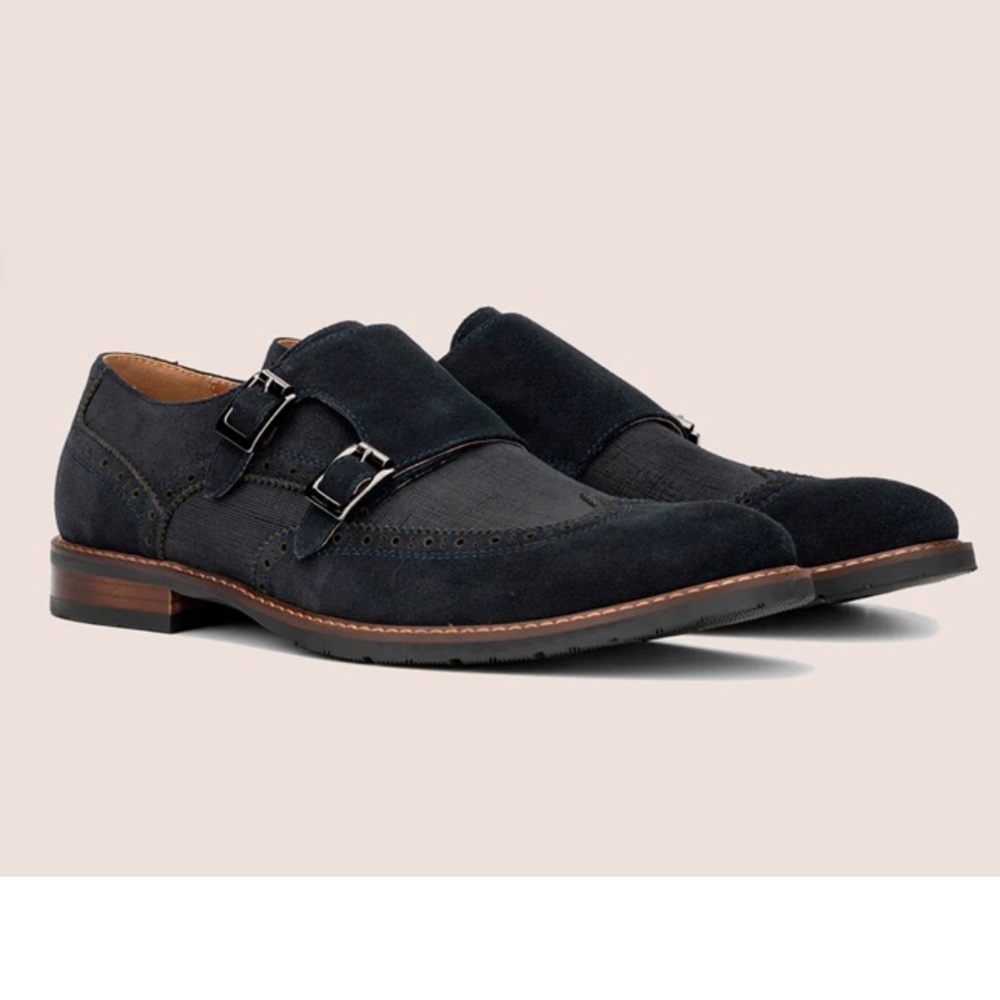 NEW Vintage Foundry Co Cooper Monk Strap Leather Navy